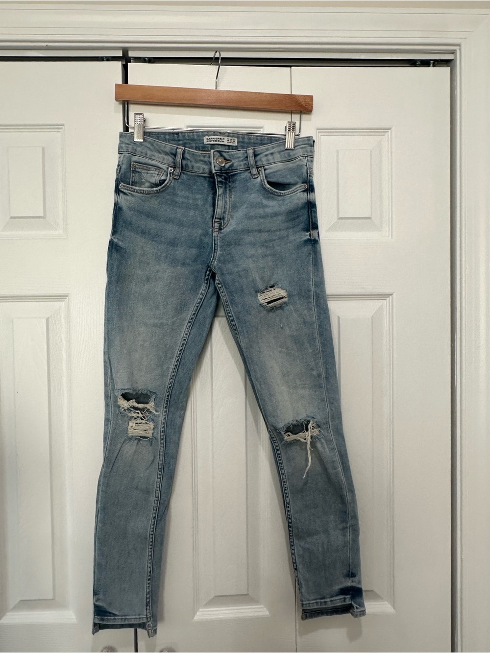 Zara Light Blue Ripped Skinny Jeans